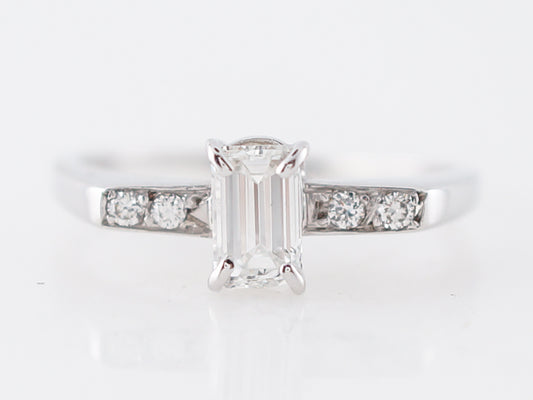 Engagement Ring Modern .40 Baguette Cut Diamond in 18k White Gold