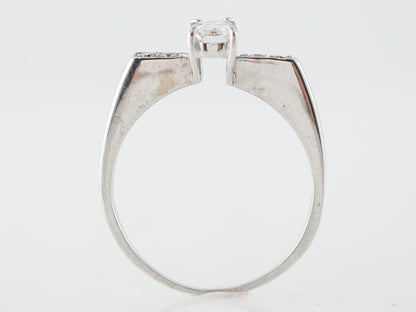 Engagement Ring Modern .40 Baguette Cut Diamond in 18k White Gold