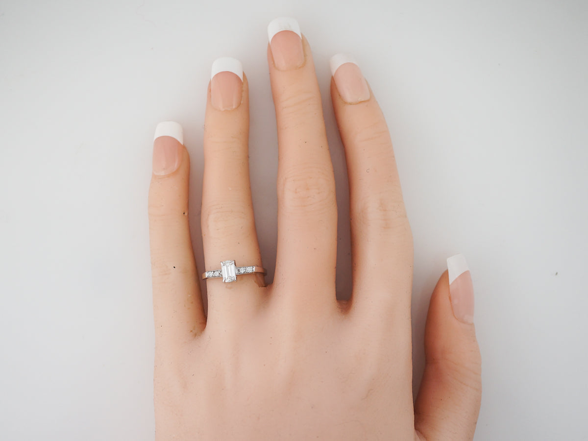 Engagement Ring Modern .40 Baguette Cut Diamond in 18k White Gold