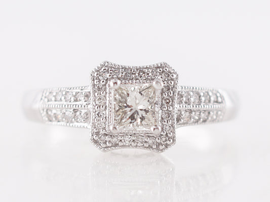 Engagement Ring Modern .41 Princess Cut Diamond in 14k White Gold