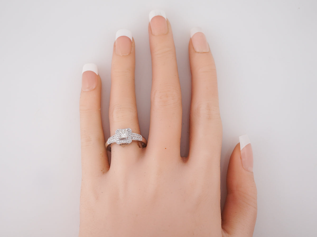 Engagement Ring Modern .41 Princess Cut Diamond in 14k White Gold