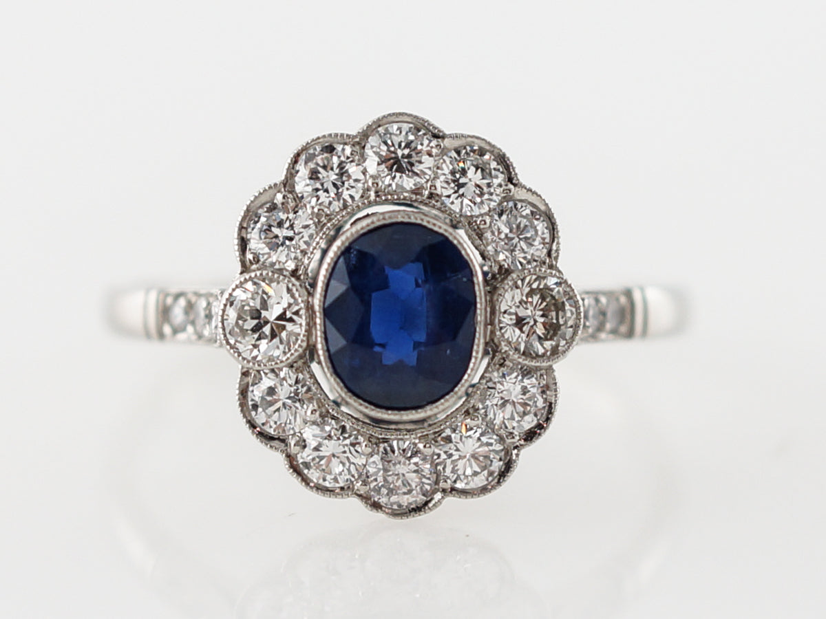 Engagement Ring Modern .50 Oval Cut Sapphire in Platinum