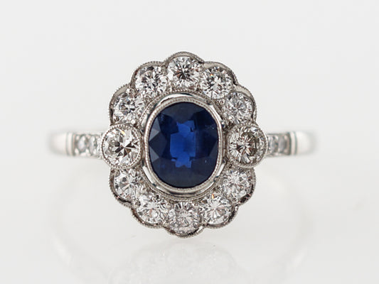 Engagement Ring Modern .50 Oval Cut Sapphire in Platinum