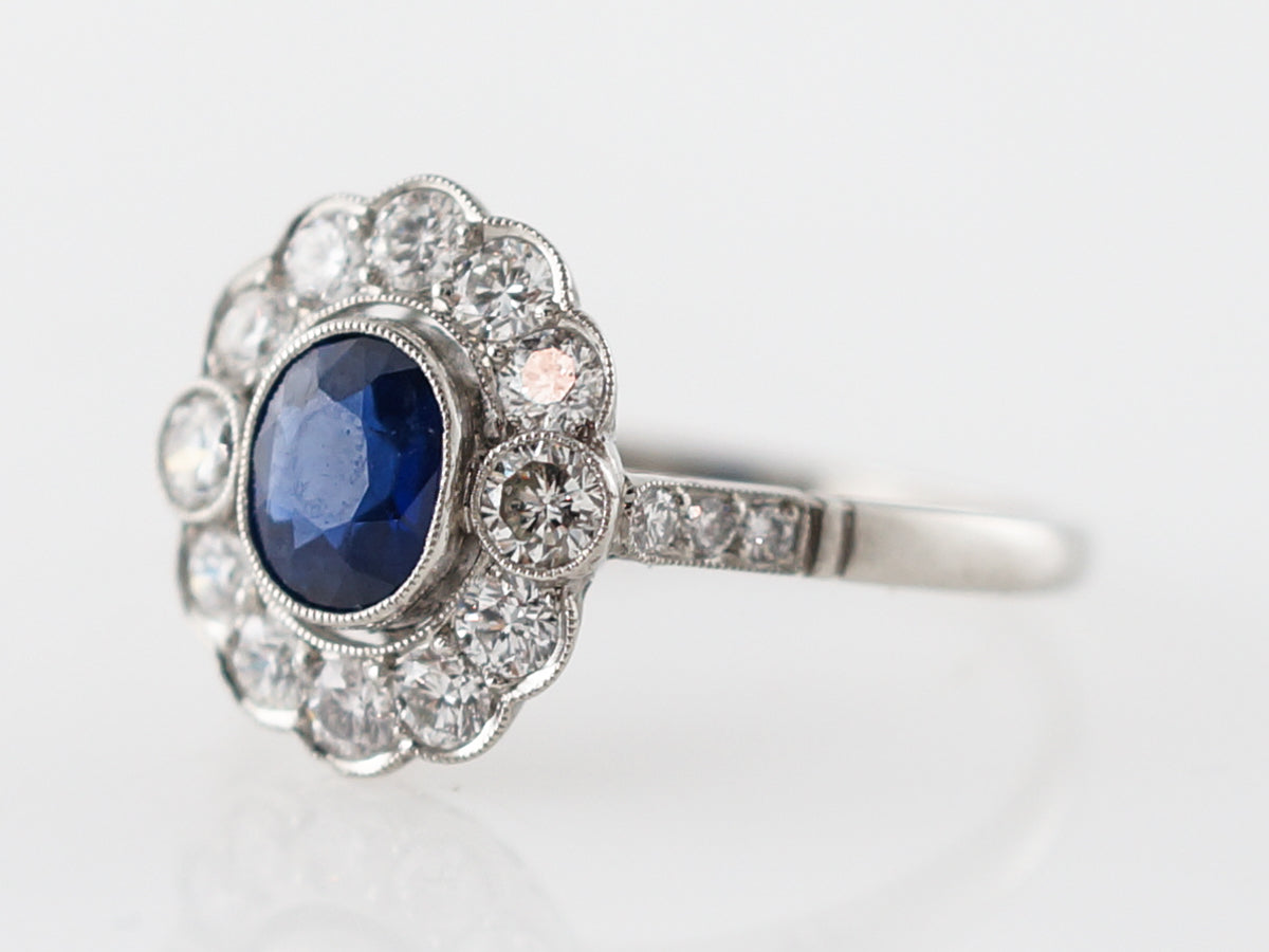 Engagement Ring Modern .50 Oval Cut Sapphire in Platinum