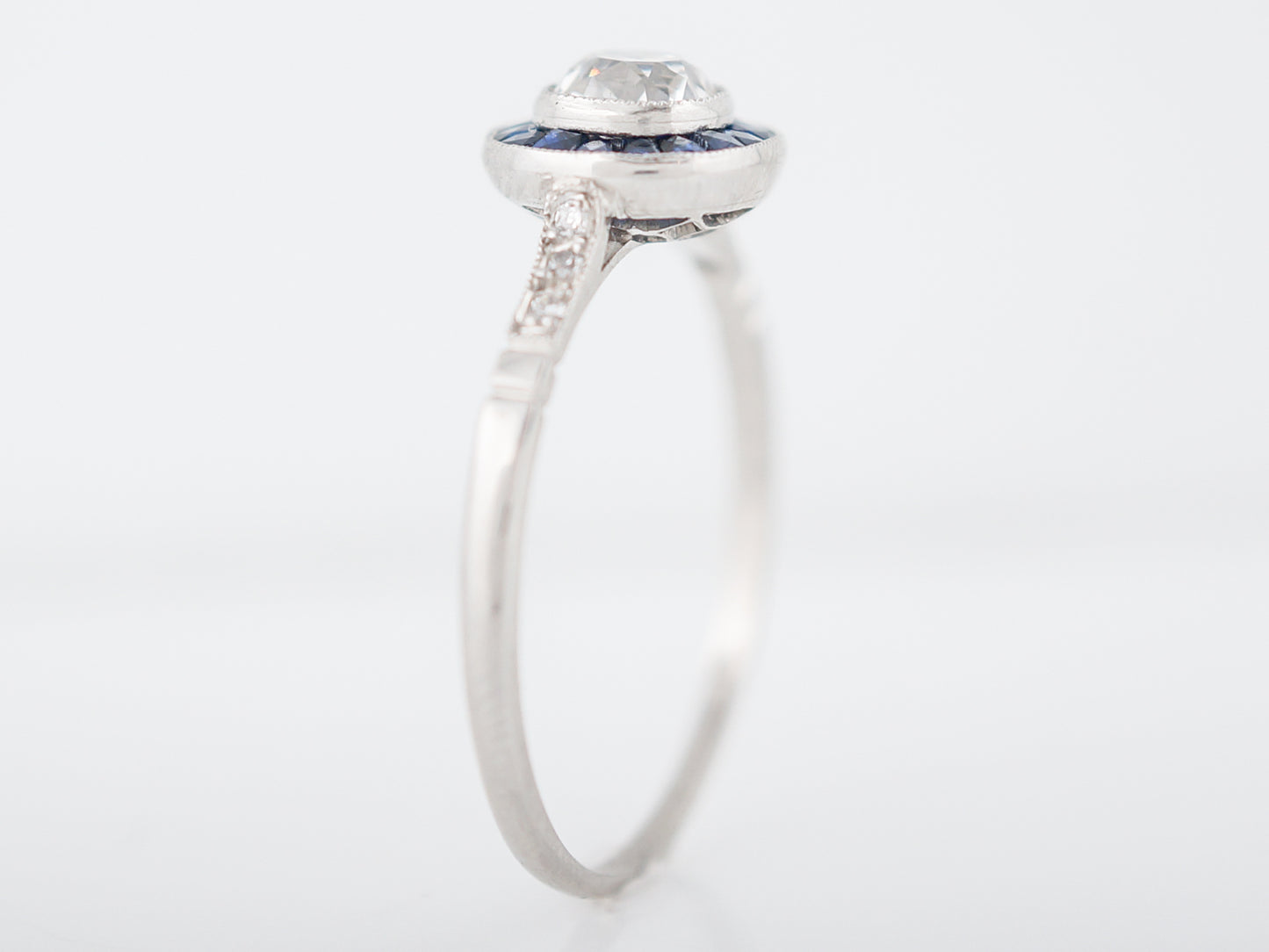 Modern Engagement Ring .55 Old Mine Cushion Cut Diamond in Platinum