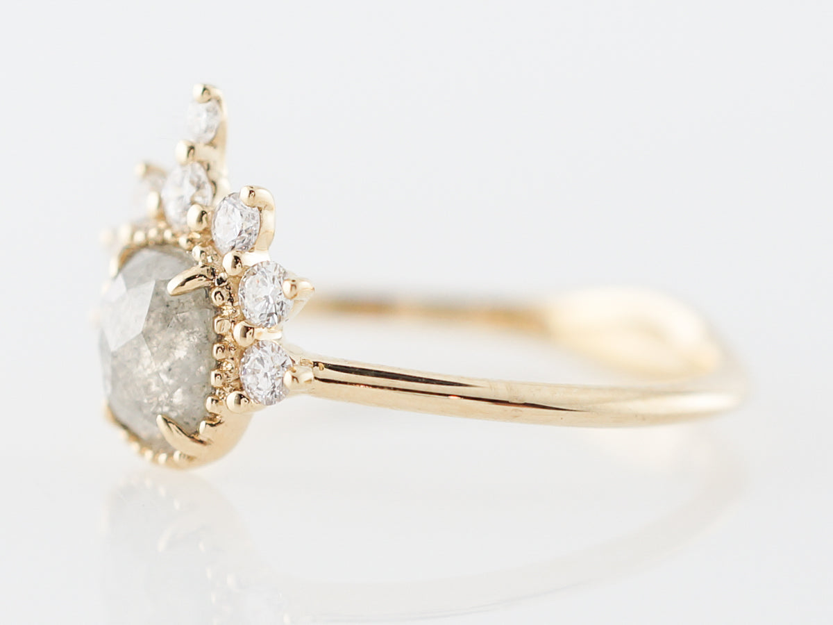 Grey Rose Cut Diamond Engagement Ring in Yellow Gold