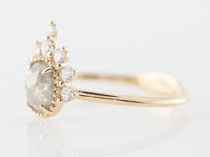 Grey Rose Cut Diamond Engagement Ring in Yellow Gold