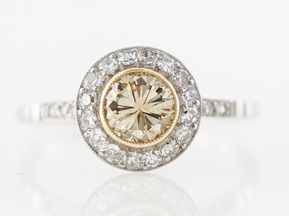 Fancy Yellow Diamond Halo Engagement Ring in 14k
