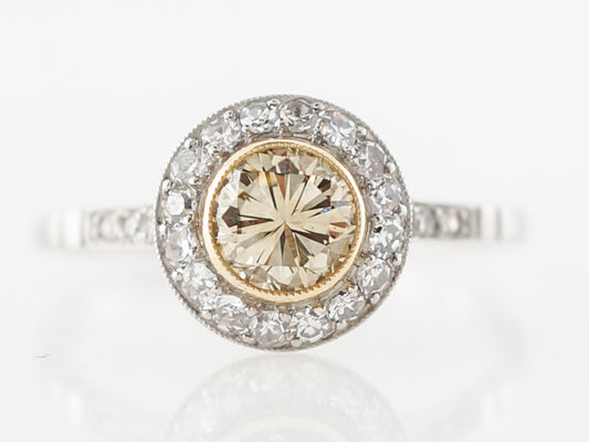 Fancy Yellow Diamond Halo Engagement Ring in 14k