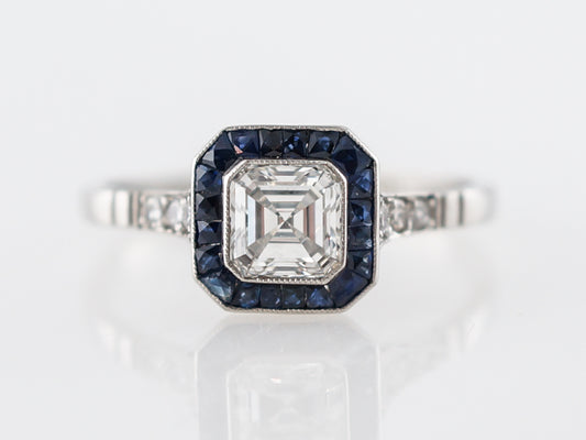 Engagement Ring Modern .66 Asscher Cut Diamond in Platinum