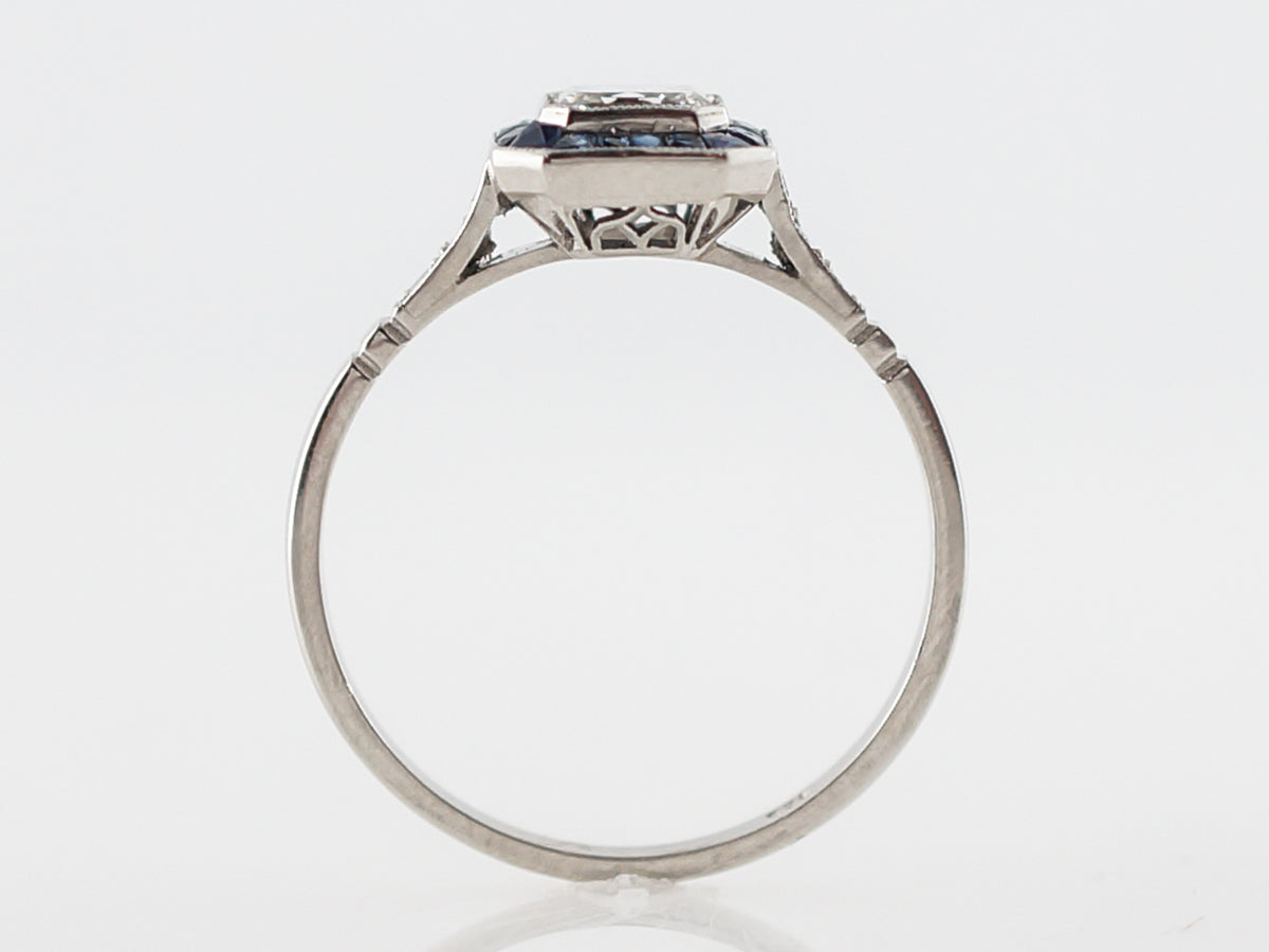 Engagement Ring Modern .66 Asscher Cut Diamond in Platinum