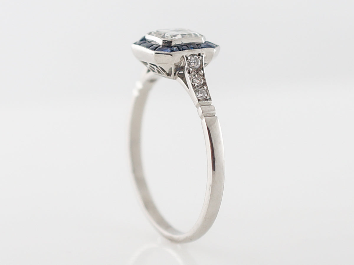 Engagement Ring Modern .66 Asscher Cut Diamond in Platinum