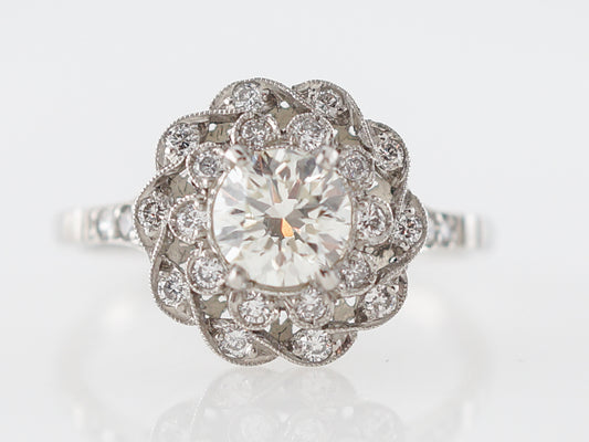 Diamond Cluster Filigree Engagement Ring in Platinum