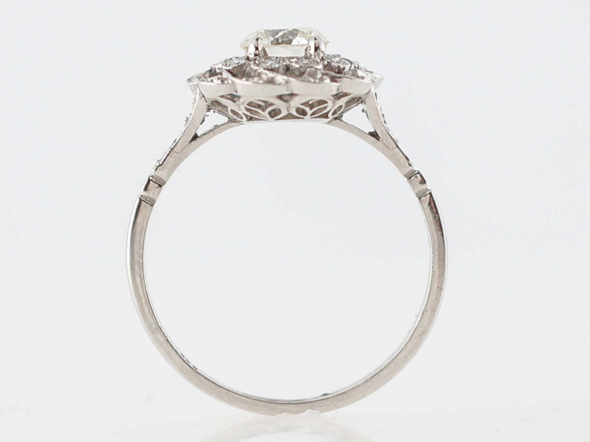 Diamond Cluster Filigree Engagement Ring in Platinum