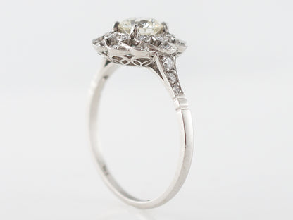 Diamond Cluster Filigree Engagement Ring in Platinum