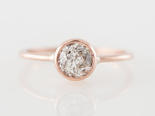 Bezel Set Old European Diamond Engagement Ring in Rose Gold