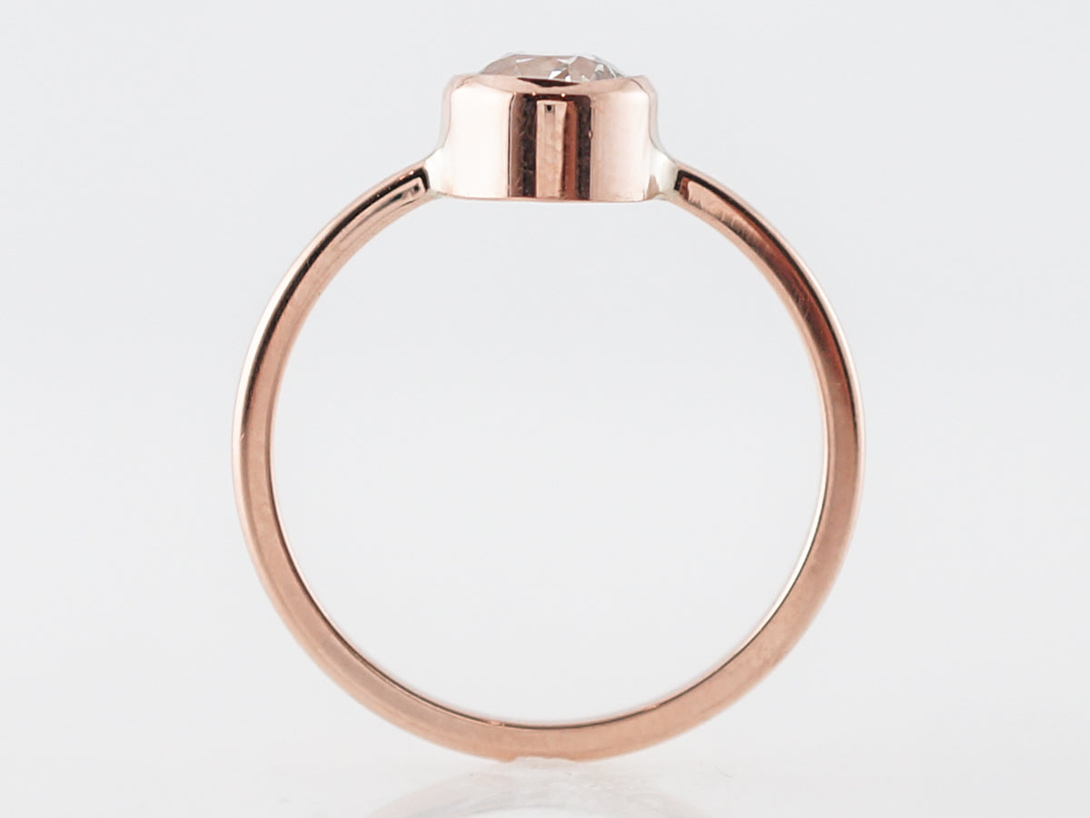 Bezel Set Old European Diamond Engagement Ring in Rose Gold