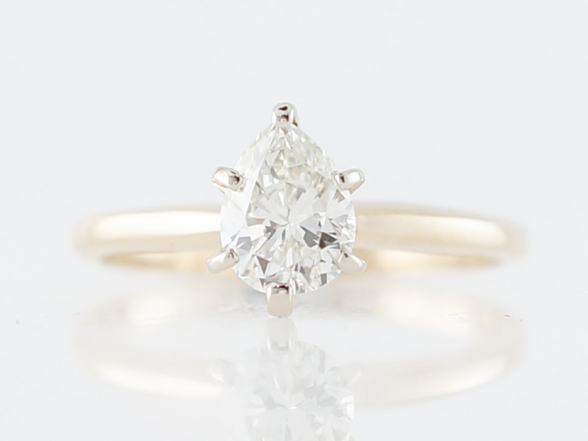 Pear Cut Diamond Solitaire Engagement Ring in 14k