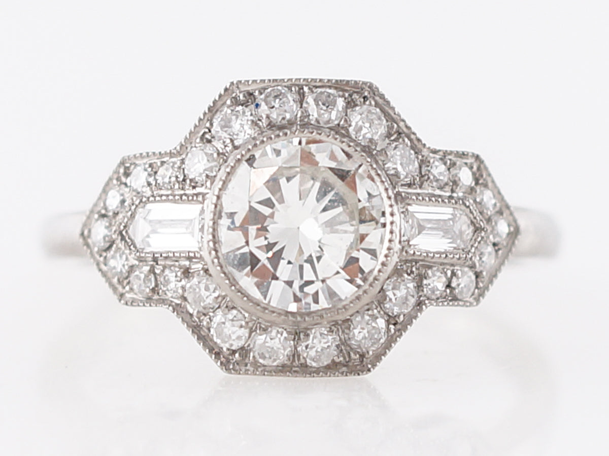 Engagement Ring Modern .83 Transitional Cut Diamond in Platinum