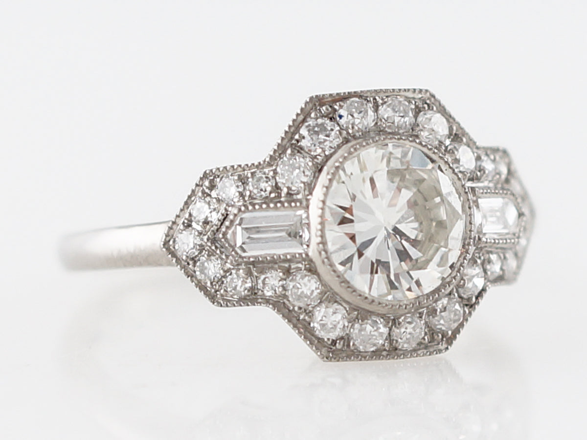 Engagement Ring Modern .83 Transitional Cut Diamond in Platinum