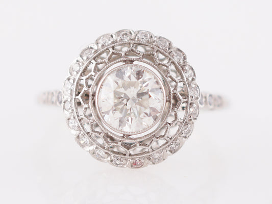 Diamond Filigree Cluster Engagement Ring in Platinum