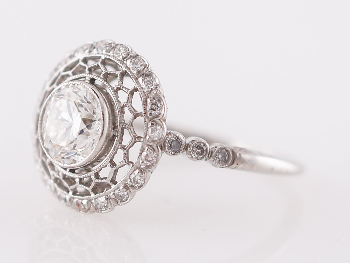 Diamond Filigree Cluster Engagement Ring in Platinum