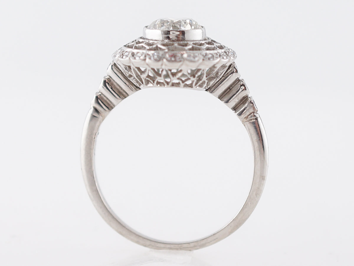 Diamond Filigree Cluster Engagement Ring in Platinum