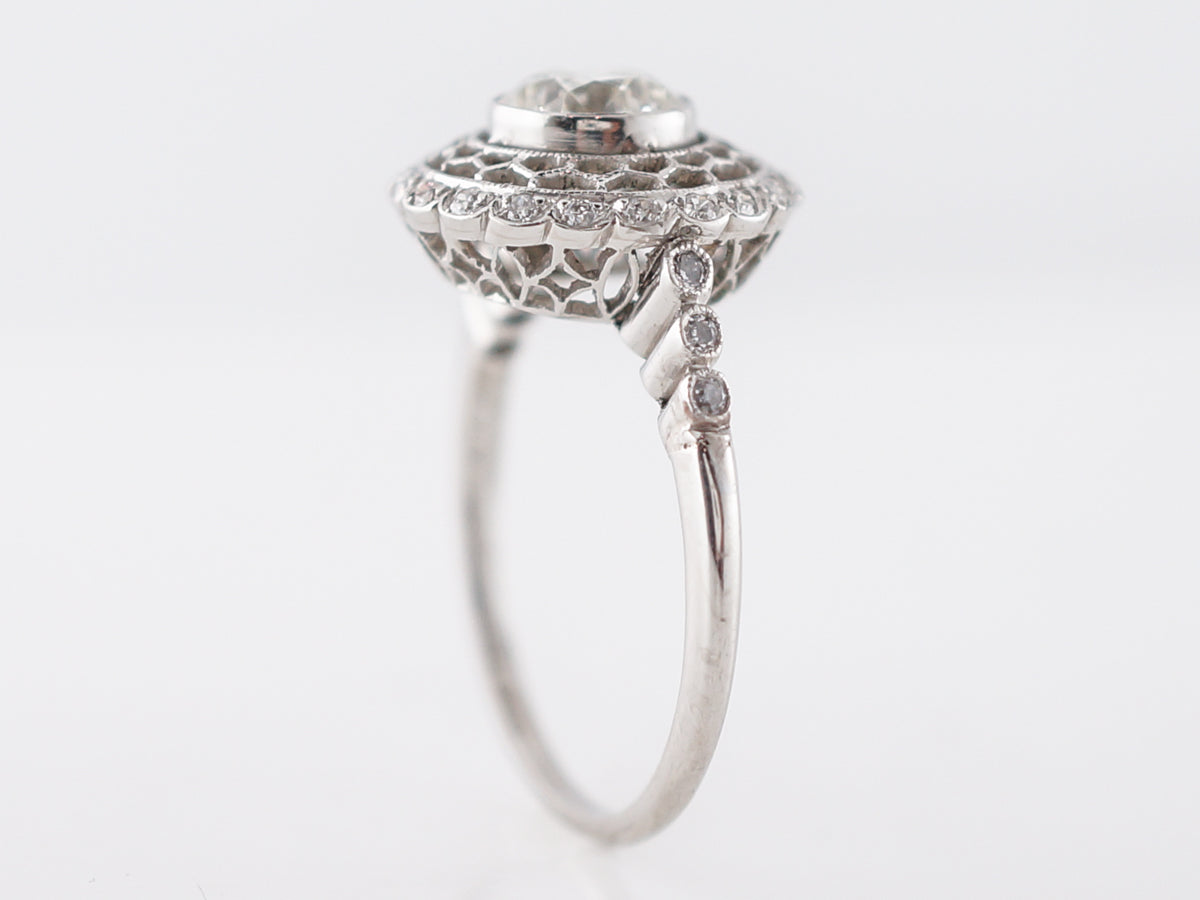 Diamond Filigree Cluster Engagement Ring in Platinum