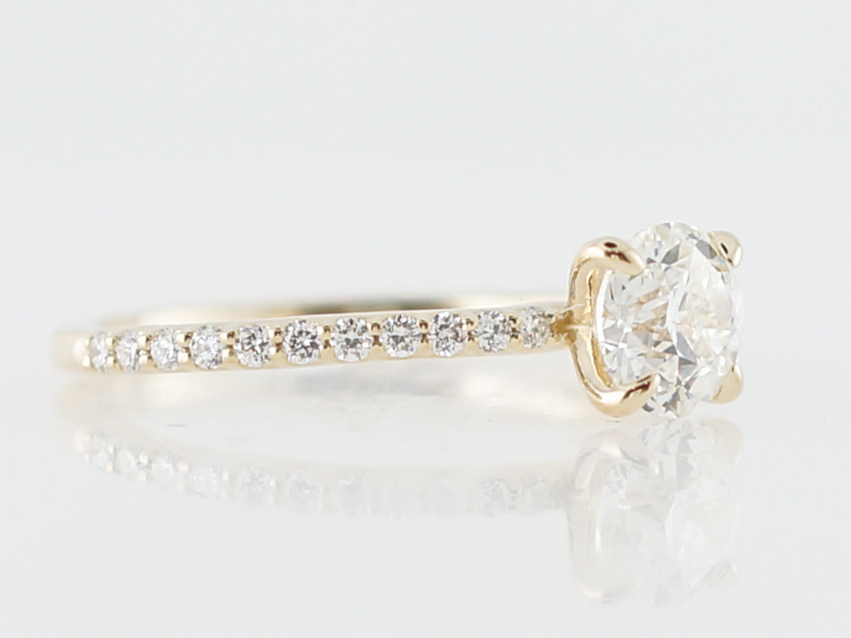 Old European Cut Diamond Solitaire Engagement Ring in Yellow Gold