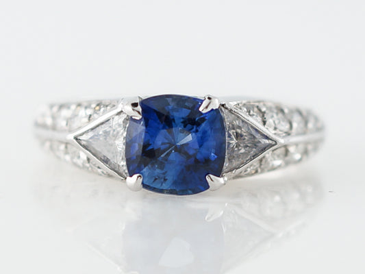 Engagement Ring Modern GAL .95 Cushion Cut Sapphire in Platinum