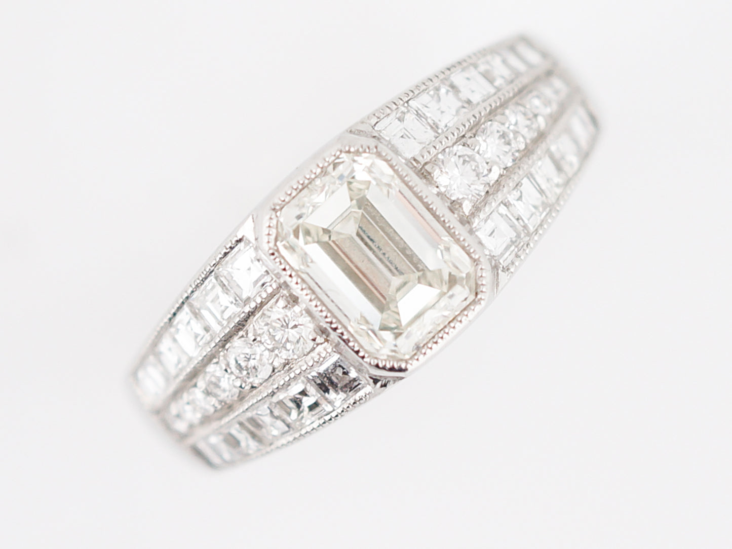 Engagement Ring Modern 1.00 Emerald Cut Diamond in Platinum