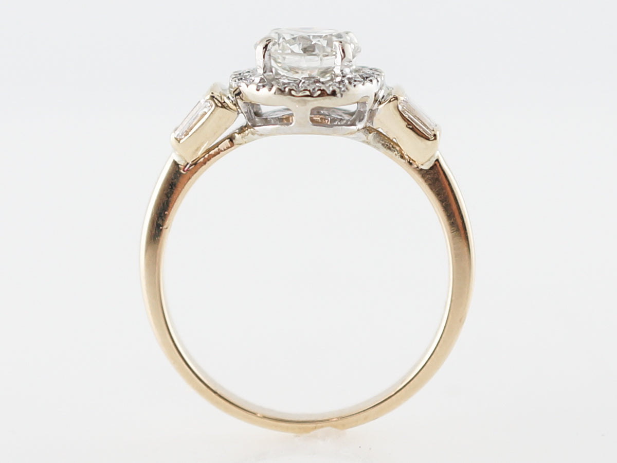 Two Tone Engagement Ring 1 Carat Diamond Halo