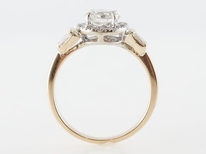 Two Tone Engagement Ring 1 Carat Diamond Halo