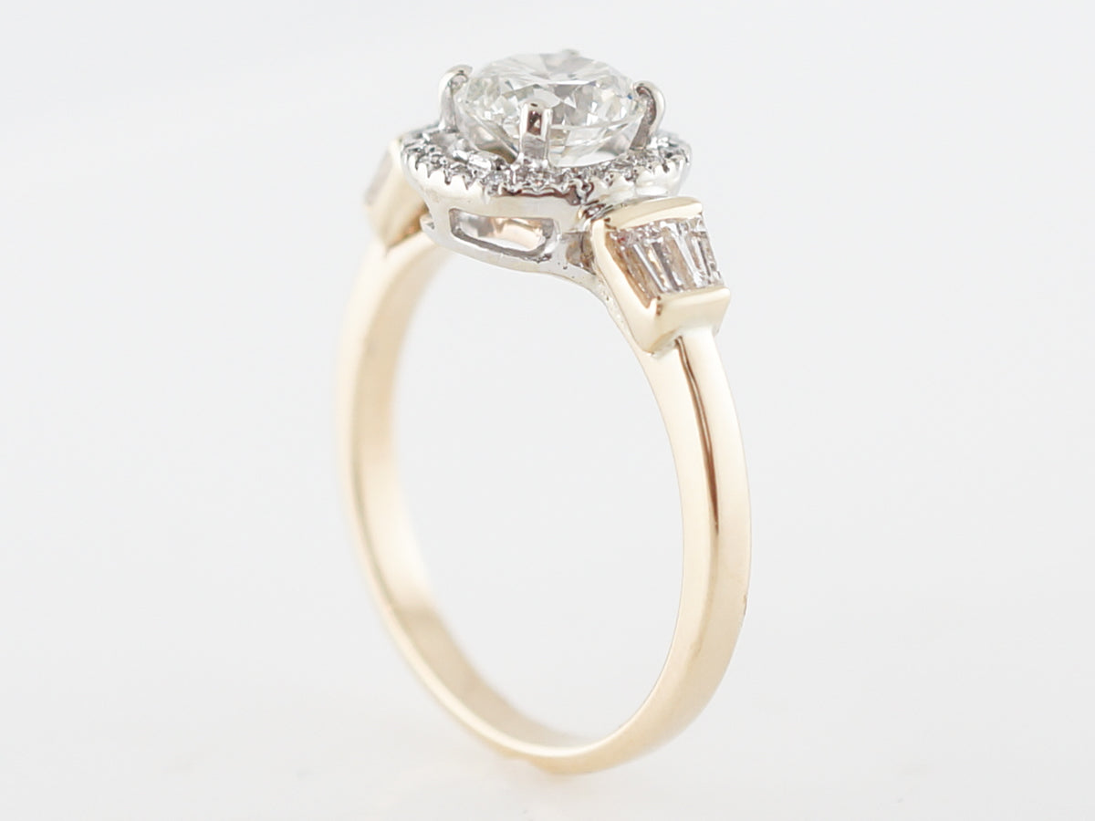 Two Tone Engagement Ring 1 Carat Diamond Halo