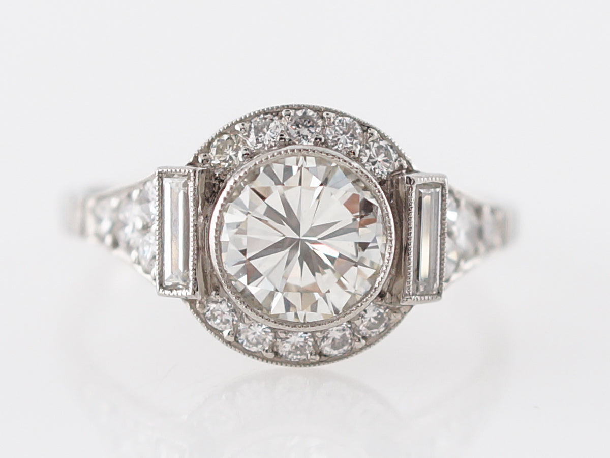 Engagement Ring Modern 1.02 Round Brilliant Cut Diamond in Platinum