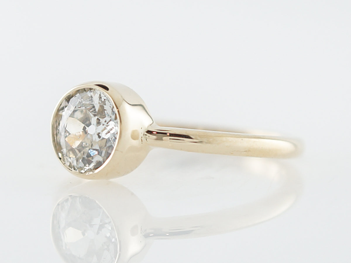 1 Carat Bezel Set European Cut Diamond Engagement Ring