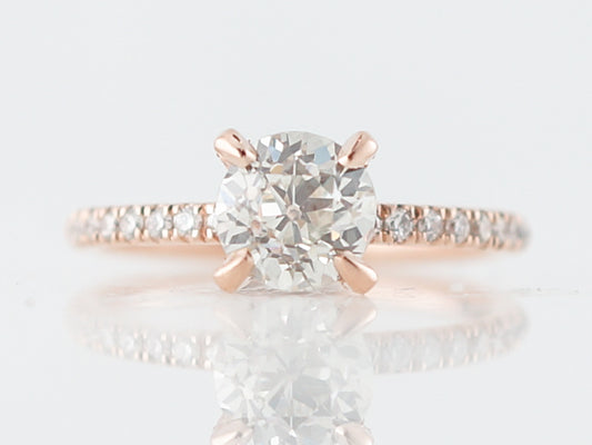 1 Carat Old Mine Diamond Solitaire Engagement Ring in Rose Gold