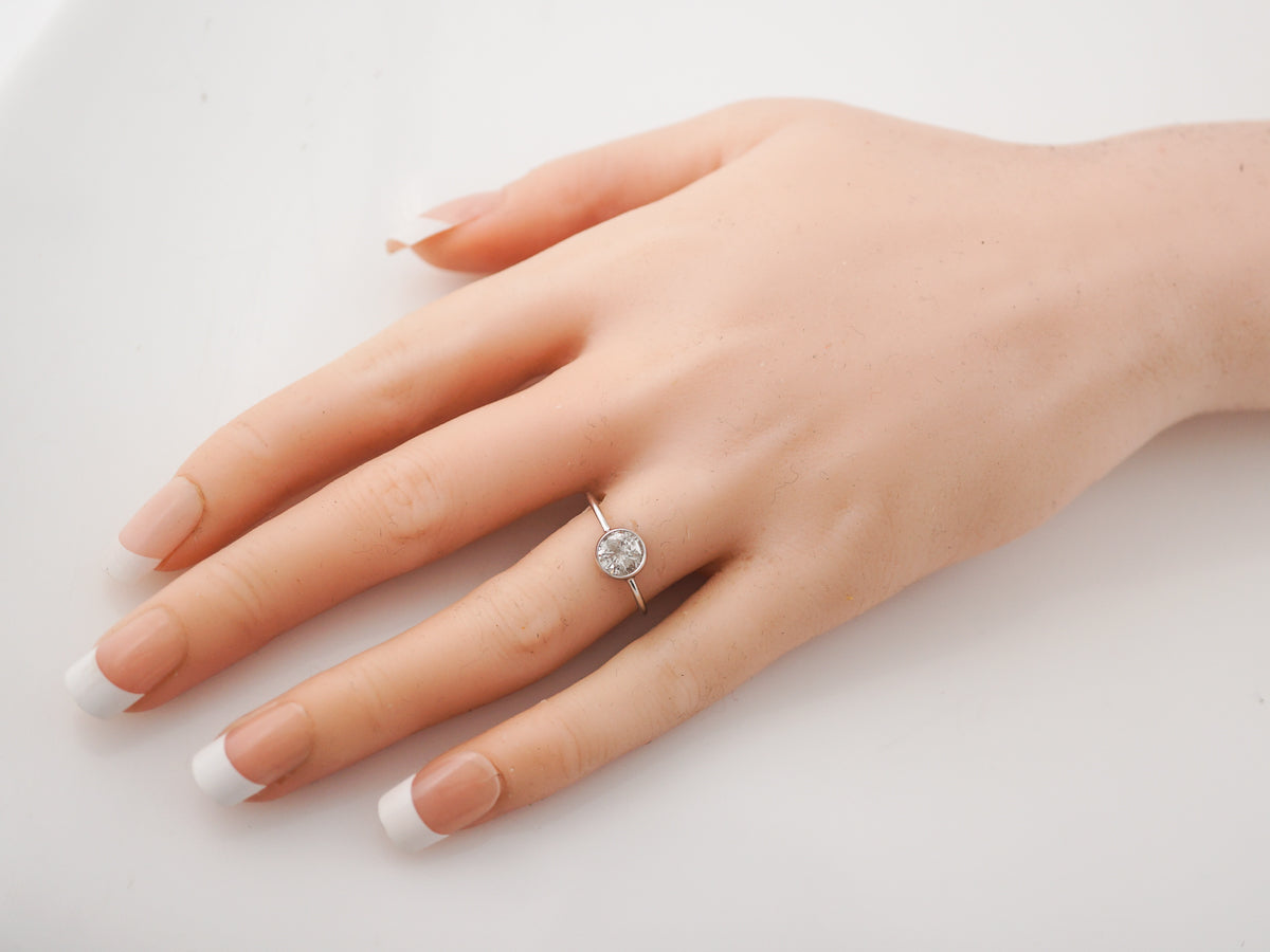 Bezel Diamond Solitaire Engagement Ring in White Gold