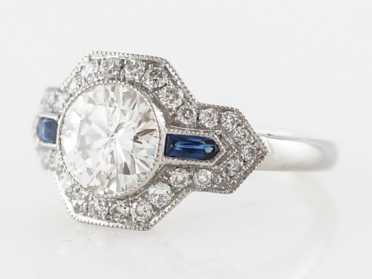 Engagement Ring Modern 1.18 Round Brilliant Cut Diamond in Platinum