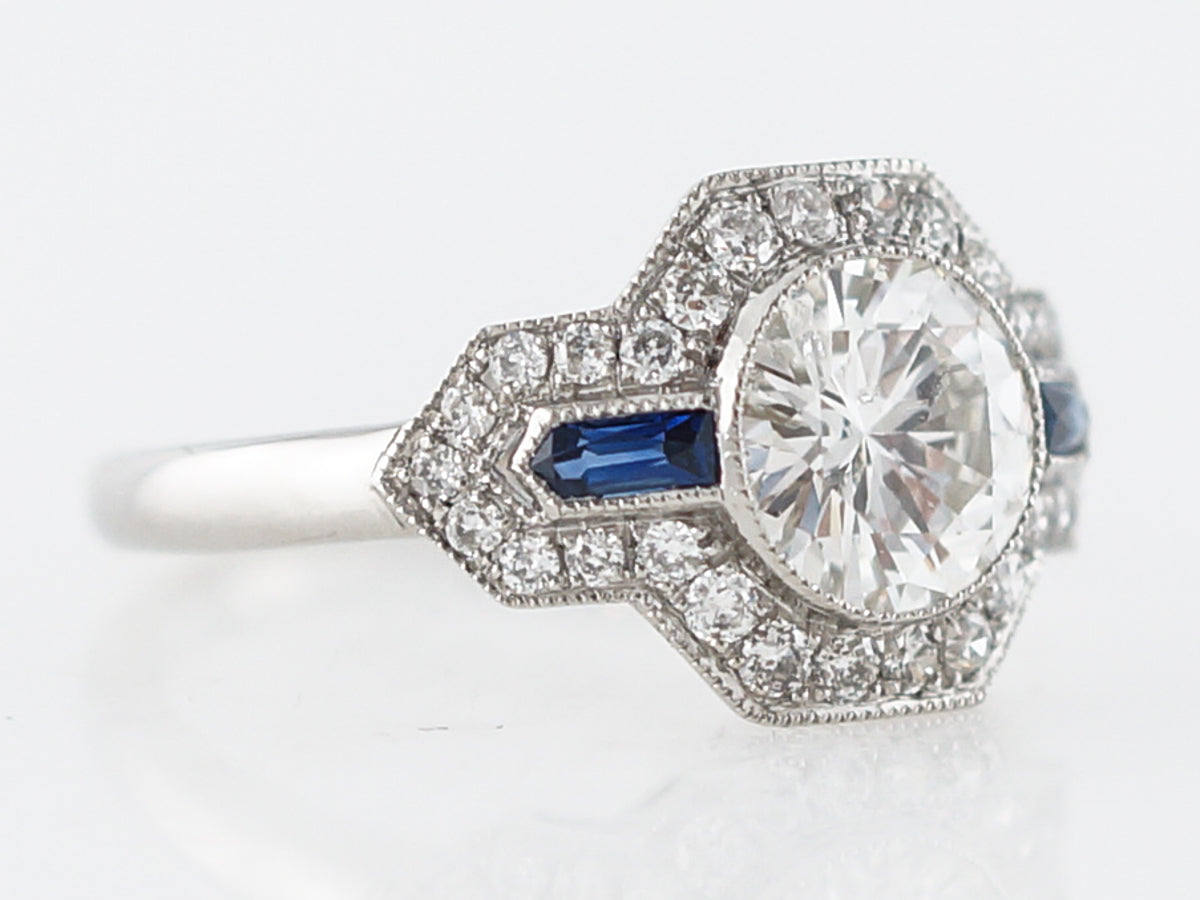 Engagement Ring Modern 1.18 Round Brilliant Cut Diamond in Platinum