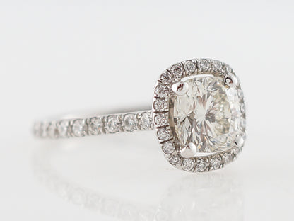 Engagement Ring Modern 1.20 Cushion Cut Diamond in 14k White Gold