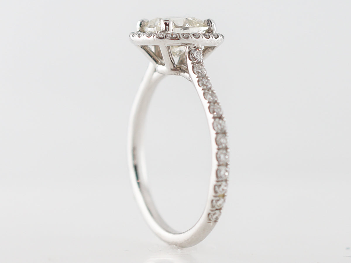 Engagement Ring Modern 1.20 Cushion Cut Diamond in 14k White Gold