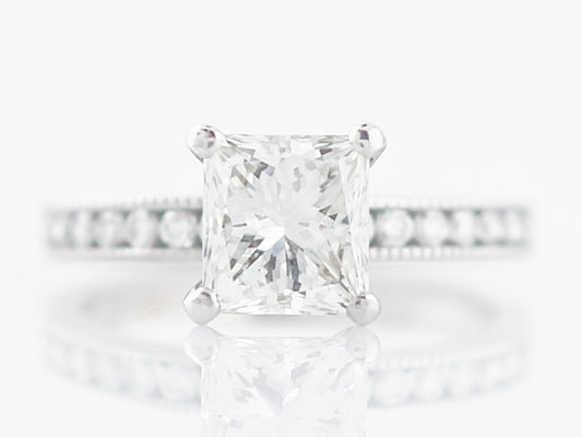 Engagement Ring Modern 1.21 Princess Cut Diamond in 14k White Gold