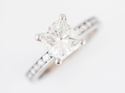 Engagement Ring Modern 1.21 Princess Cut Diamond in 14k White Gold
