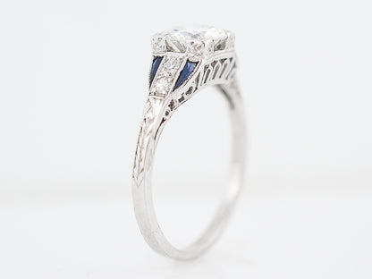 Antique Engagement Ring Art Deco 1.22 Round Brilliant Cut Diamond in Platinum