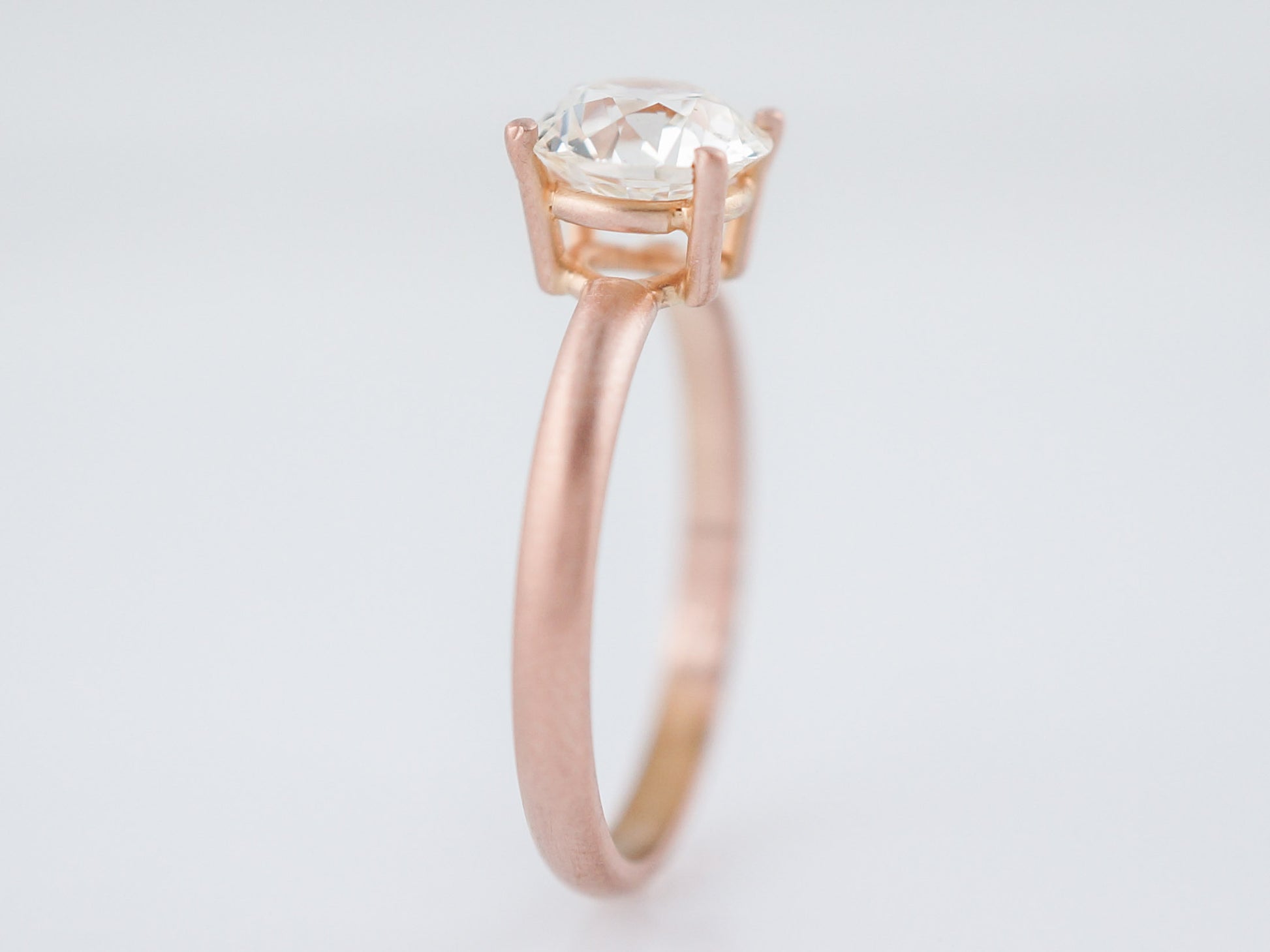 Engagement Ring Modern 1.28 Old European Cut Diamond in 14k Rose Gold