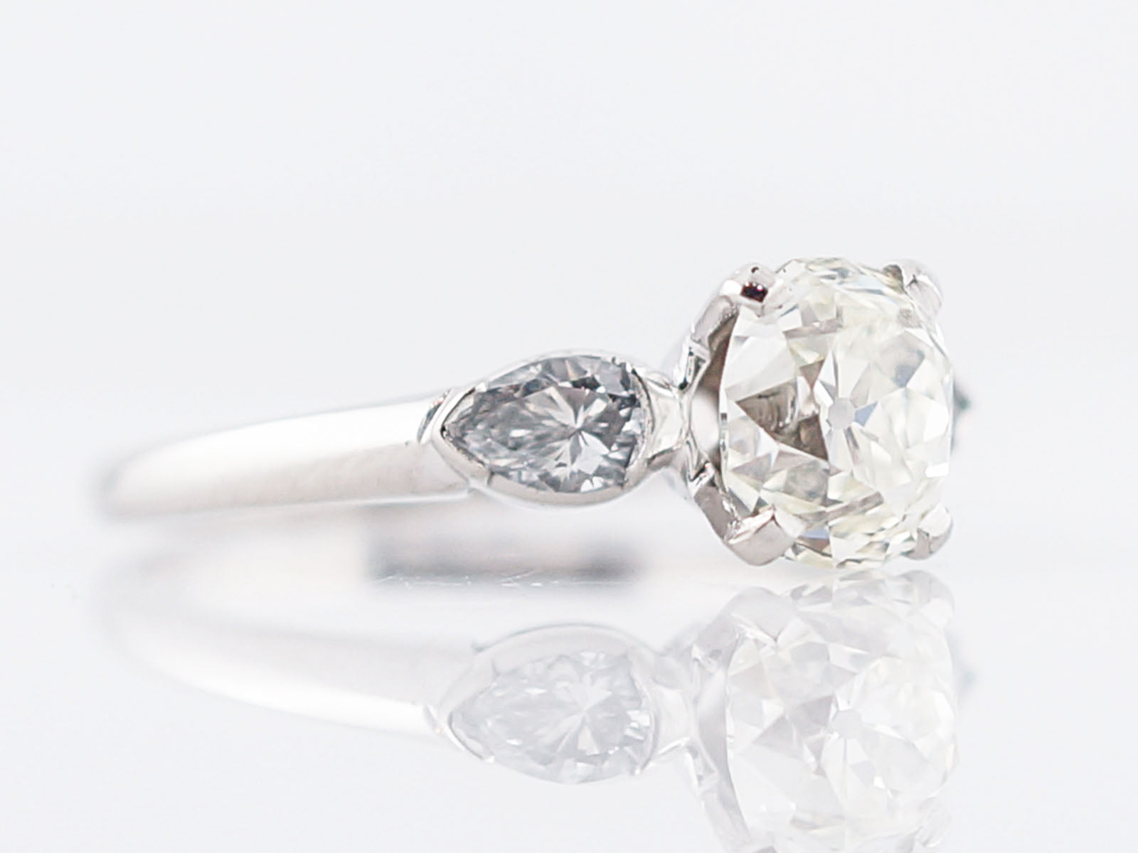 Antique Engagement Ring Art Deco 1.38 Old Mine Cushion Cut Diamond in Platinum