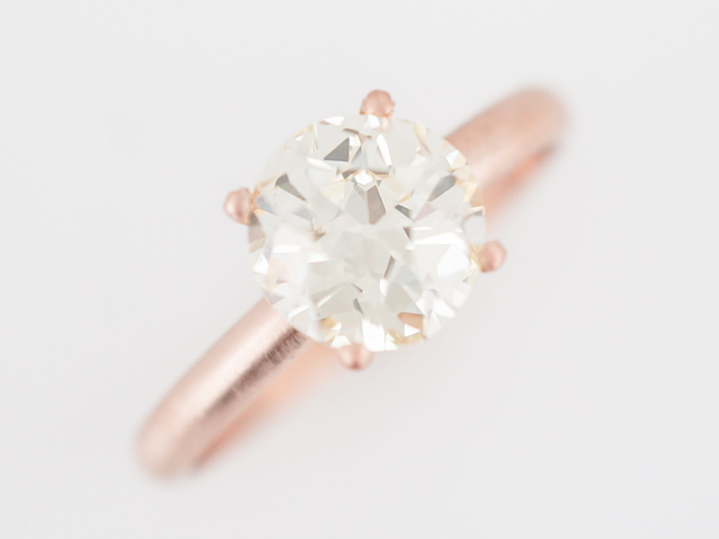 Engagement Ring Modern 1.44 Old European Cut Diamond in 14k Rose Gold