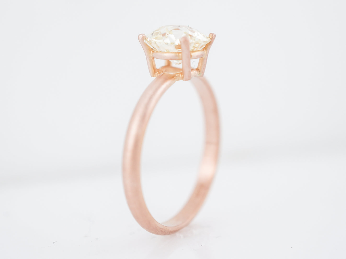 Engagement Ring Modern 1.44 Old European Cut Diamond in 14k Rose Gold