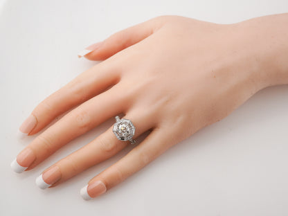 Engagement Ring Modern 1.52 Old European Cut Diamond in Platinum